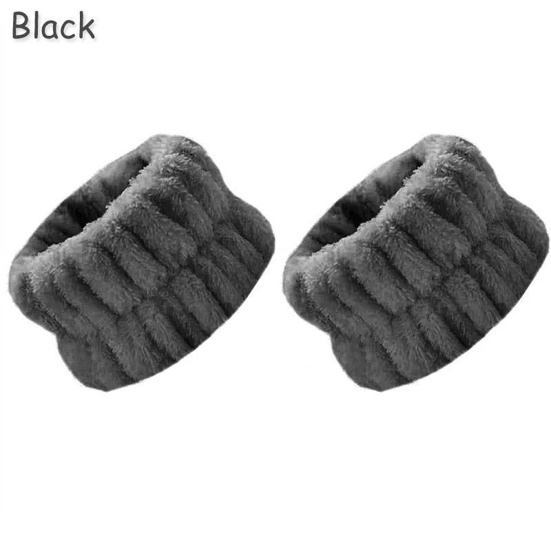 2Pcs Soft Microfiber Spa Wrist Washbands Reusable Face Washing Towel for Washing Face Water Absorption Washing Prevent Wetness