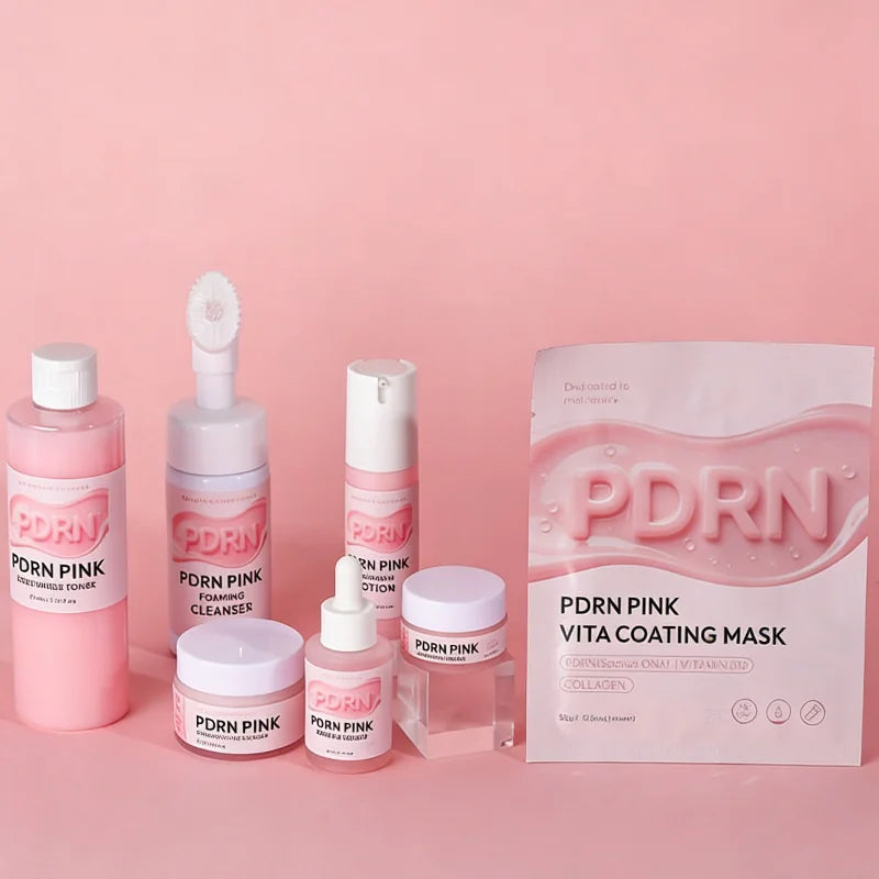 Coffret de soins PDRN Pink : Masque hydratant et nourrissant au collagène et à l'ADN de saumon pour un effet liftant et raffermissant. Ce coffret illumine le teint et nourrit la peau.