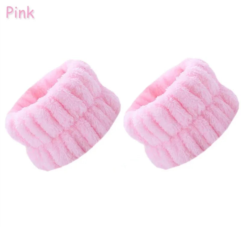 2Pcs Soft Microfiber Spa Wrist Washbands Reusable Face Washing Towel for Washing Face Water Absorption Washing Prevent Wetness