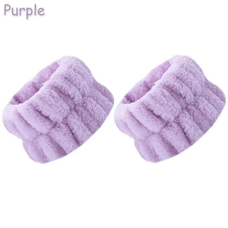 2Pcs Soft Microfiber Spa Wrist Washbands Reusable Face Washing Towel for Washing Face Water Absorption Washing Prevent Wetness