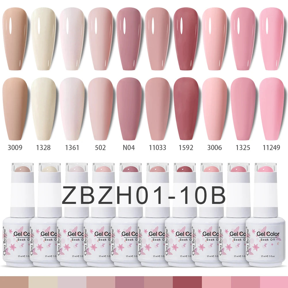 Clou Beaute 10/12/20/24pcs Gel Nail Polish Set Color 15ml White Glass Bottle Nail Art Kit Semi Permanent Gellack Nail Varnish