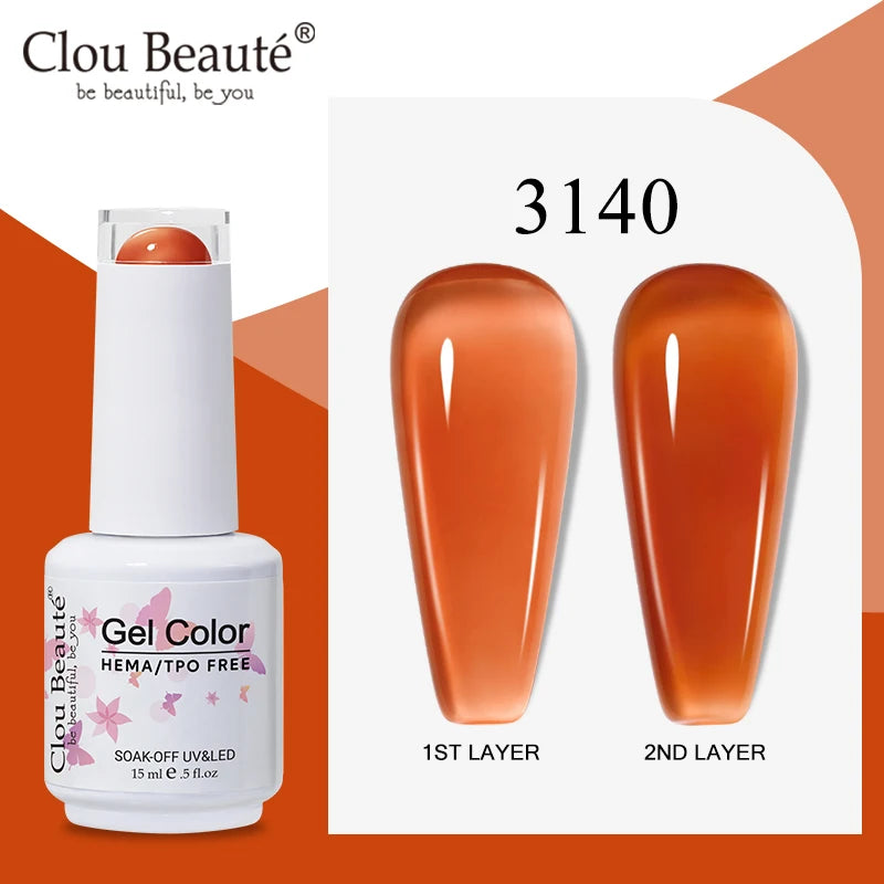 Clou Beaute Semi-transparent Jelly Gel Polish Nude Pink Amber Gel Nail Polish Translucent Semi Permanent All For Manicure Nail