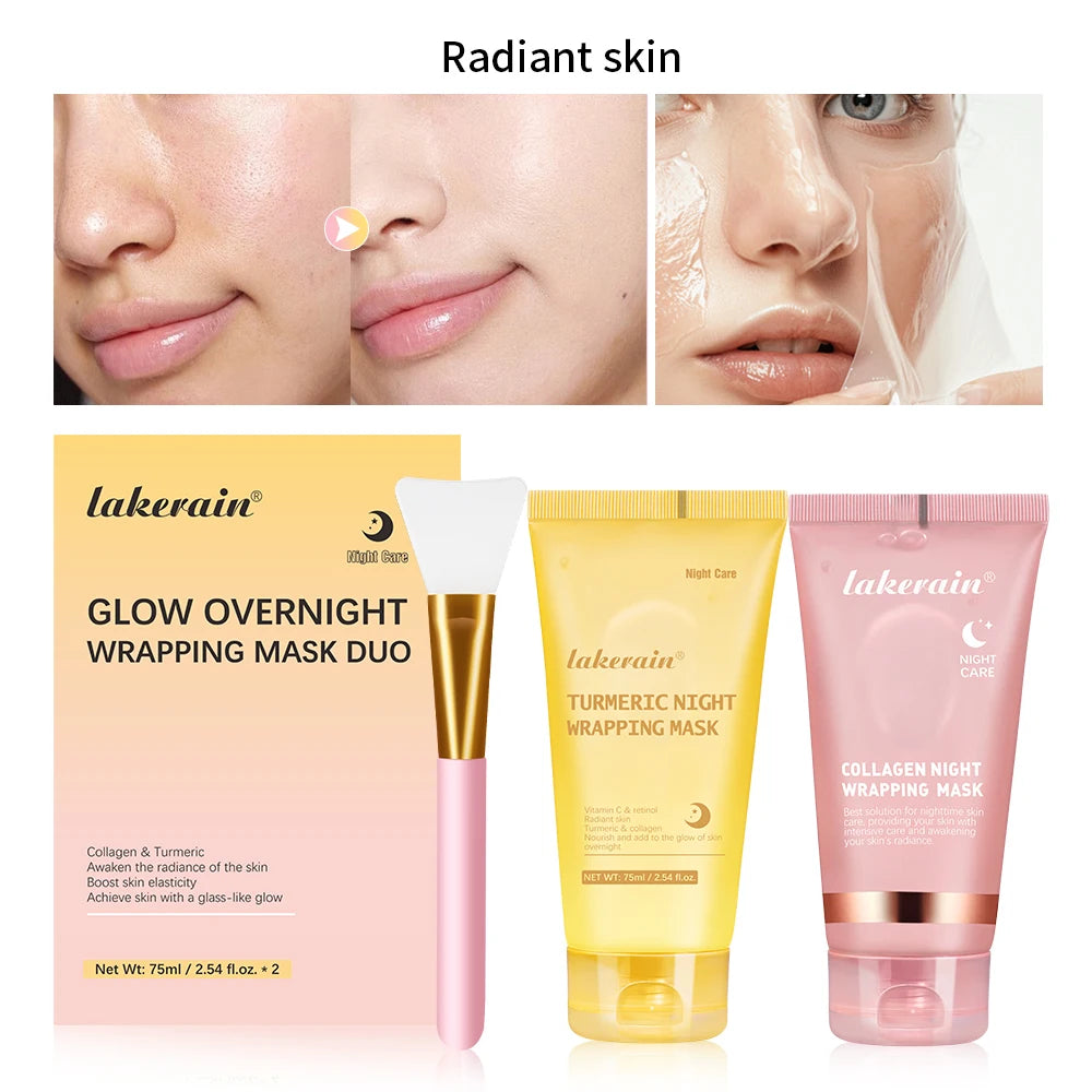 Masque coréen 100% intense au collagène, masque peel-off anti-rides et liftant pour le visage, soin de nuit bio pour femme.