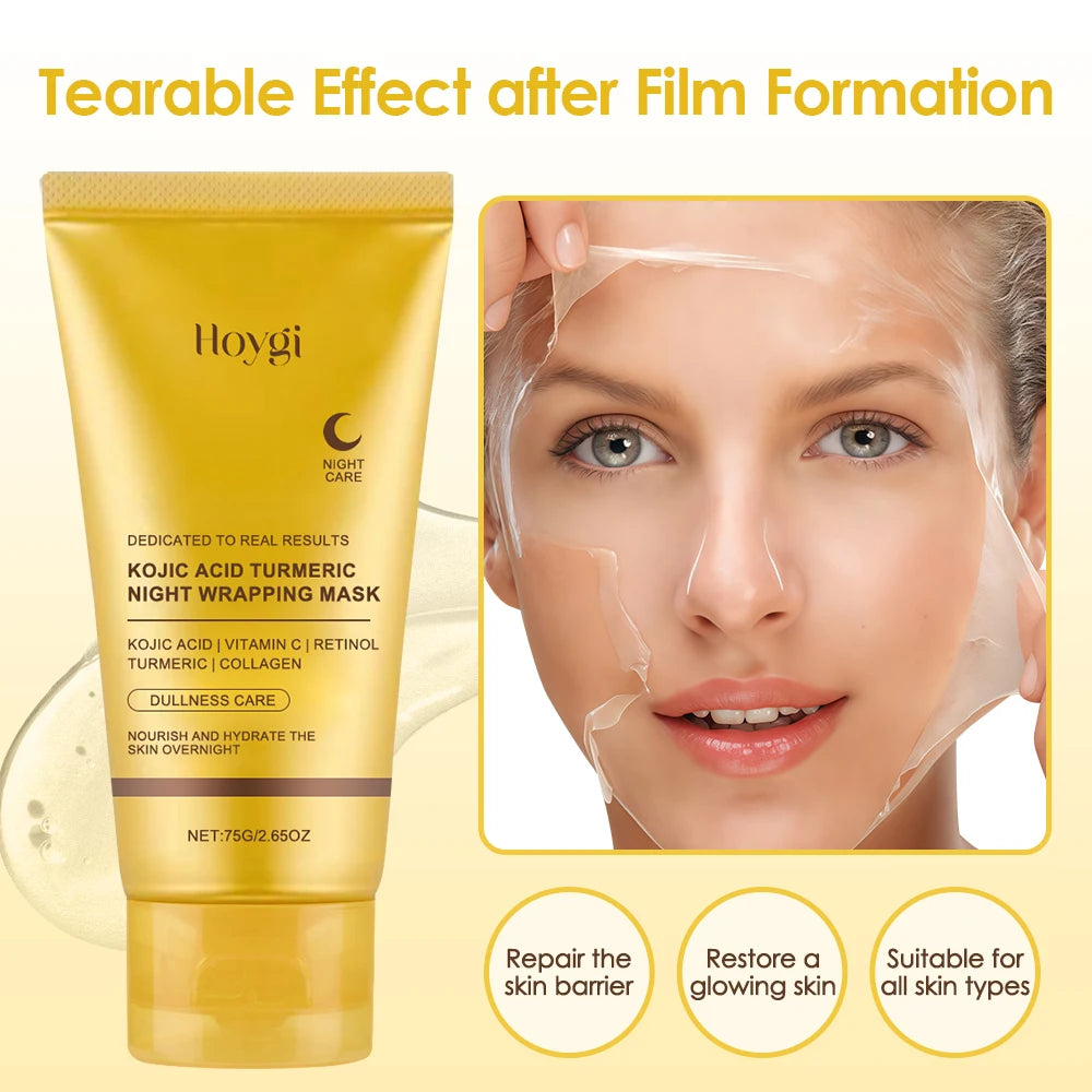 Lot de 2 masques de nuit peel-off au collagène, --nettoyant en profondeur, régulateur de sébum, au curcuma