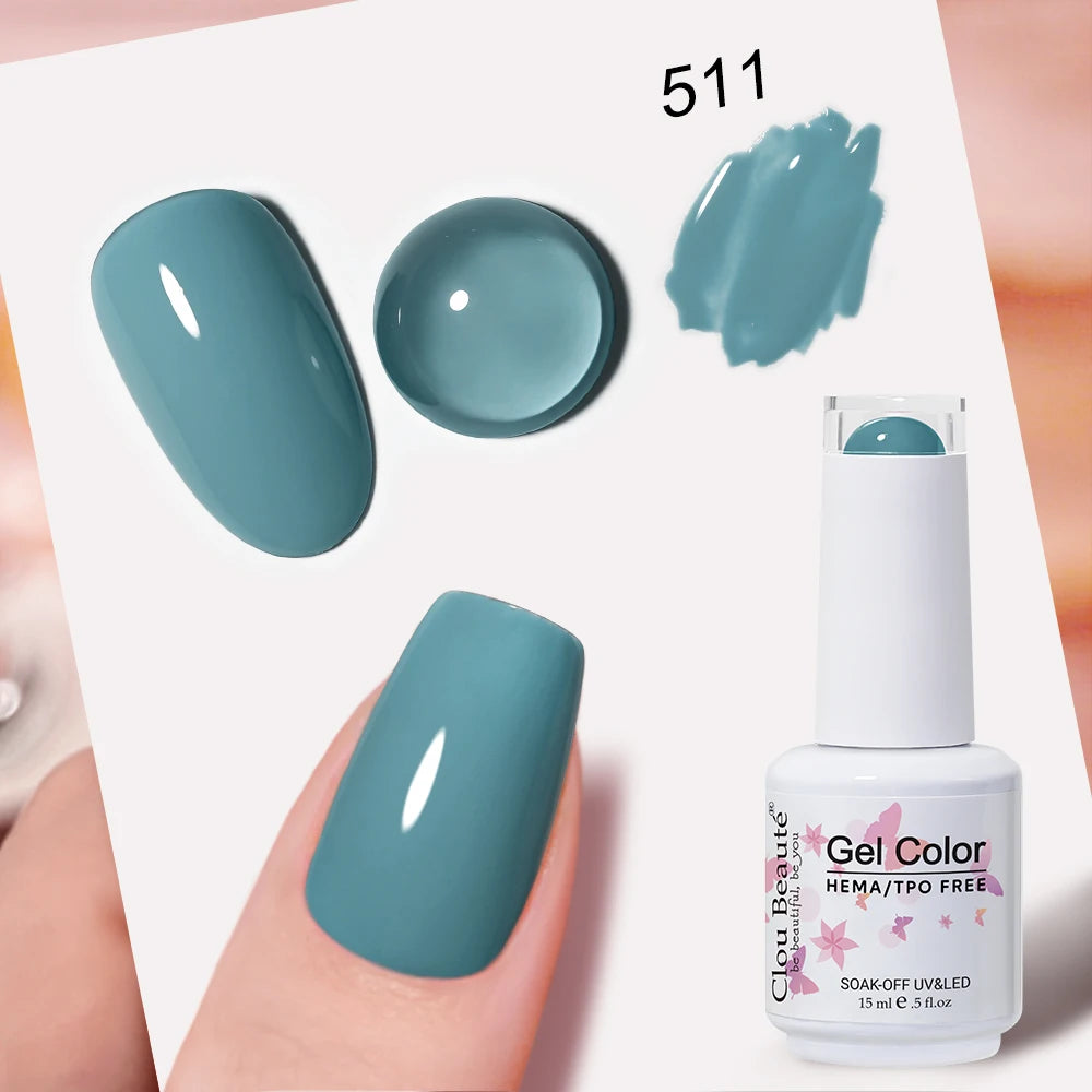 Clou Beaute Blue Series Nail Gel Polish Grey Green Lucky Nail Paint Gel Polish Gellak UV/LED Nail Gelpolish Soak Off Nail Art
