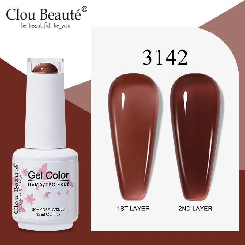 Clou Beaute Semi-transparent Jelly Gel Polish Nude Pink Amber Gel Nail Polish Translucent Semi Permanent All For Manicure Nail