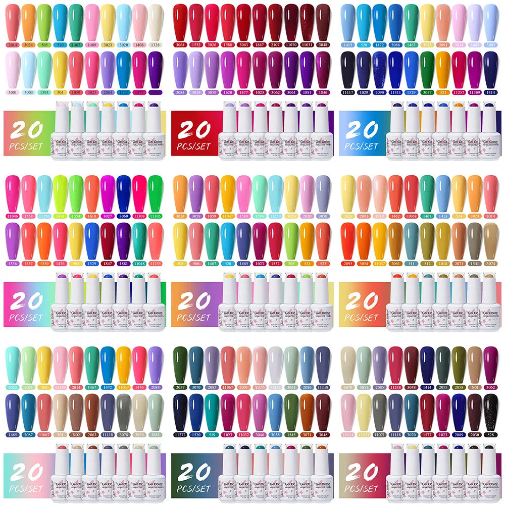 Clou Beaute 20pcs TPO & HEMA FREE Nail Gel Polish Set Red Pink Nude UV LED Soak Off Polish Gel Nail Semi Permanent Nail Varnish