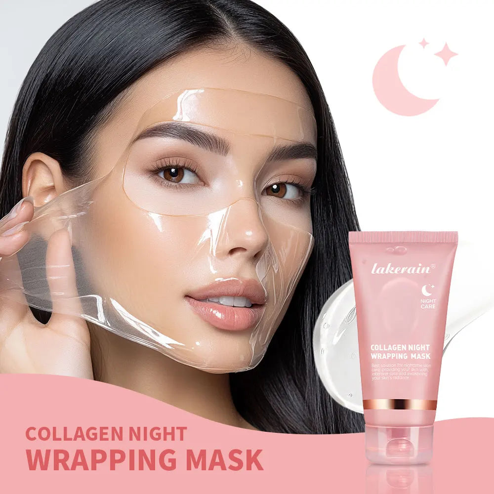 Masque coréen 100% intense au collagène, masque peel-off anti-rides et liftant pour le visage, soin de nuit bio pour femme.