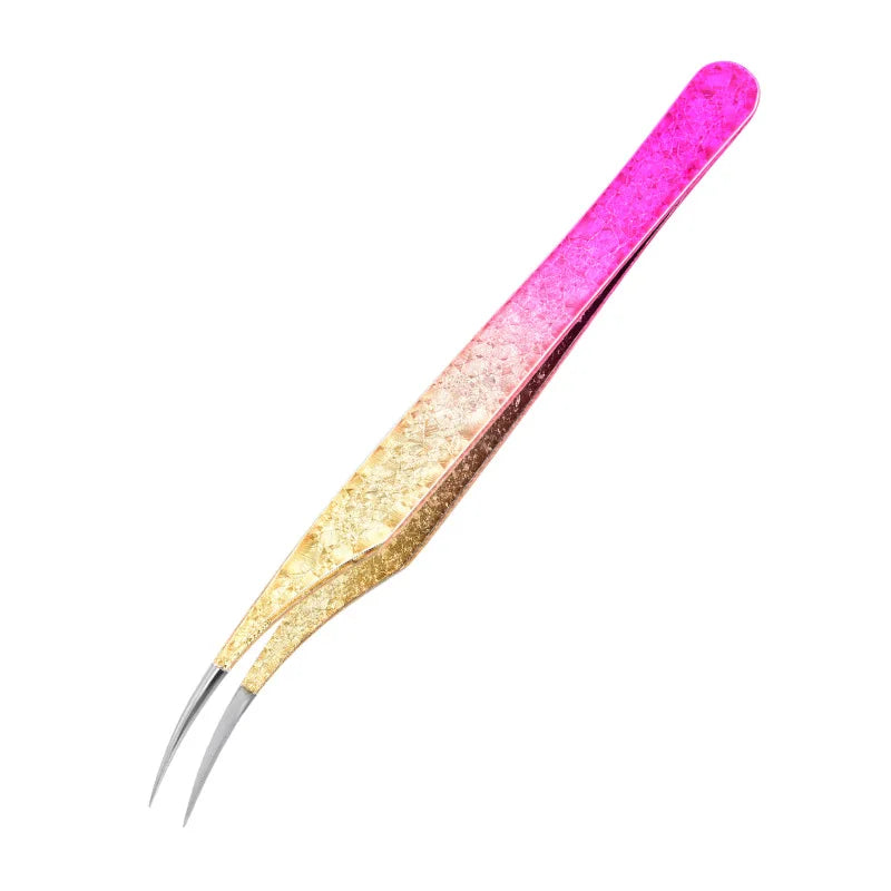 Pince à épiler professionnelle pour extensions de cils (1 pièce) avec embouts en caoutchouc, outil de précision en acier inoxydable pour la pose d'extensions de cils ombrées.
