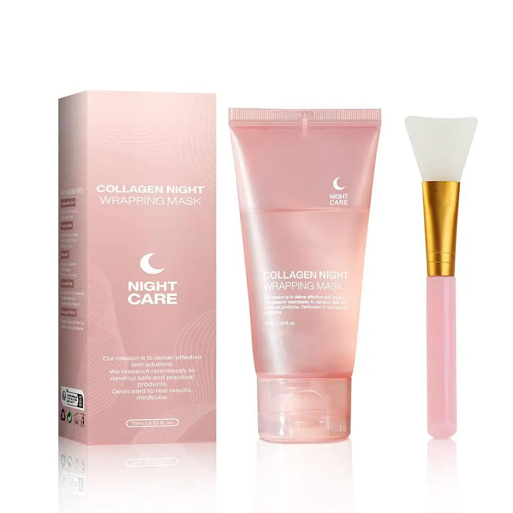 Masque visage de nuit au collagène hydrolysé, masque peel-off hydratant et raffermissant pour l'élasticité, réduit le relâchement cutané et le teint terne.