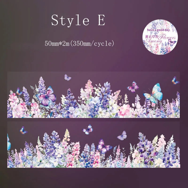 1Roll Beautful Flowers Series PET Tape Scrapbooking Decoration Stickers Collage Journal Diary Craft Diy Supplies