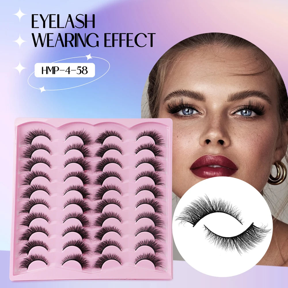 Vipuda 20 paires de faux cils naturels effet œil de chat, cils volumineux et fournis, cils fins et vaporeux pour un maquillage spectaculaire