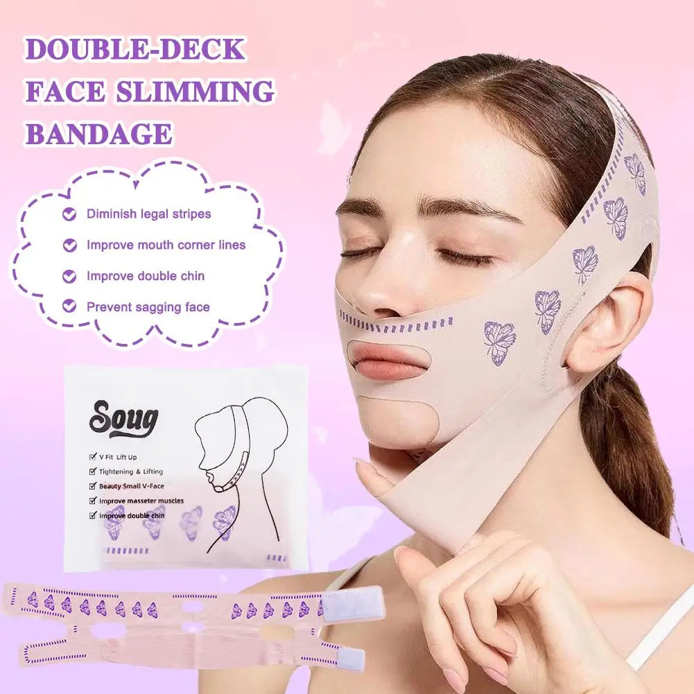 Double-deck Face Slimming Bandage Face Lifting Belt Strap Strap Tool Double Slimming Mask Face Chin V Slim Line Tightener F P4B5