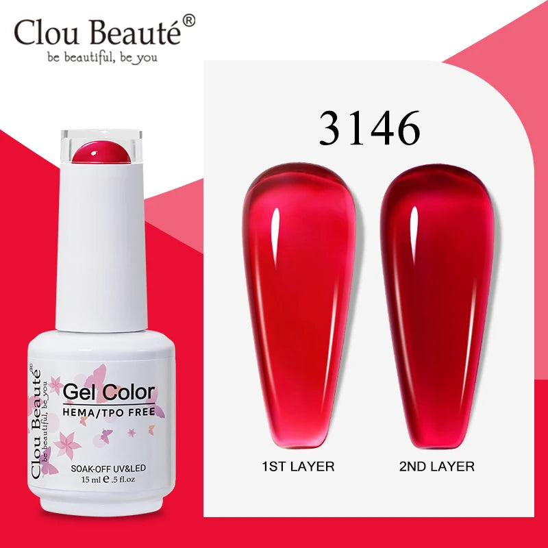 Clou Beaute Semi-transparent Jelly Gel Polish Nude Pink Amber Gel Nail Polish Translucent Semi Permanent All For Manicure Nail
