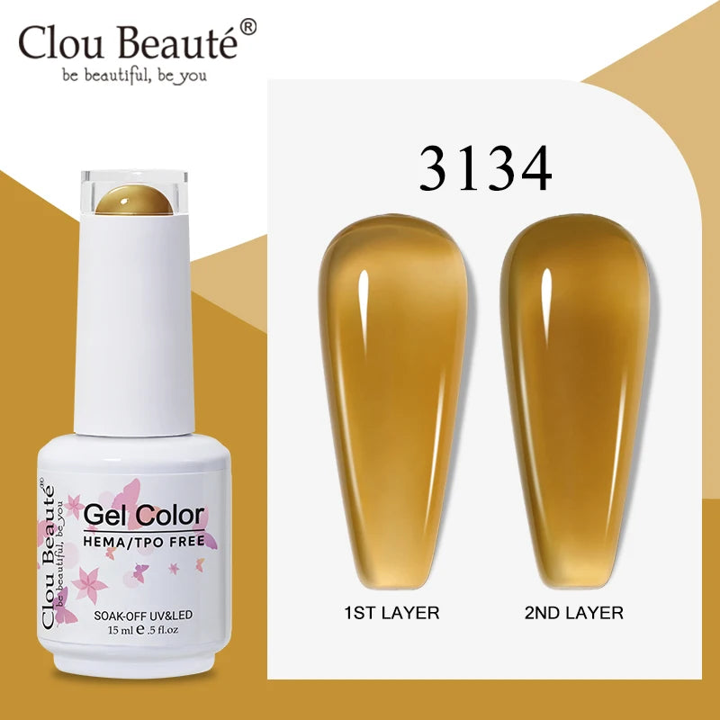 Clou Beaute Semi-transparent Jelly Gel Polish Nude Pink Amber Gel Nail Polish Translucent Semi Permanent All For Manicure Nail