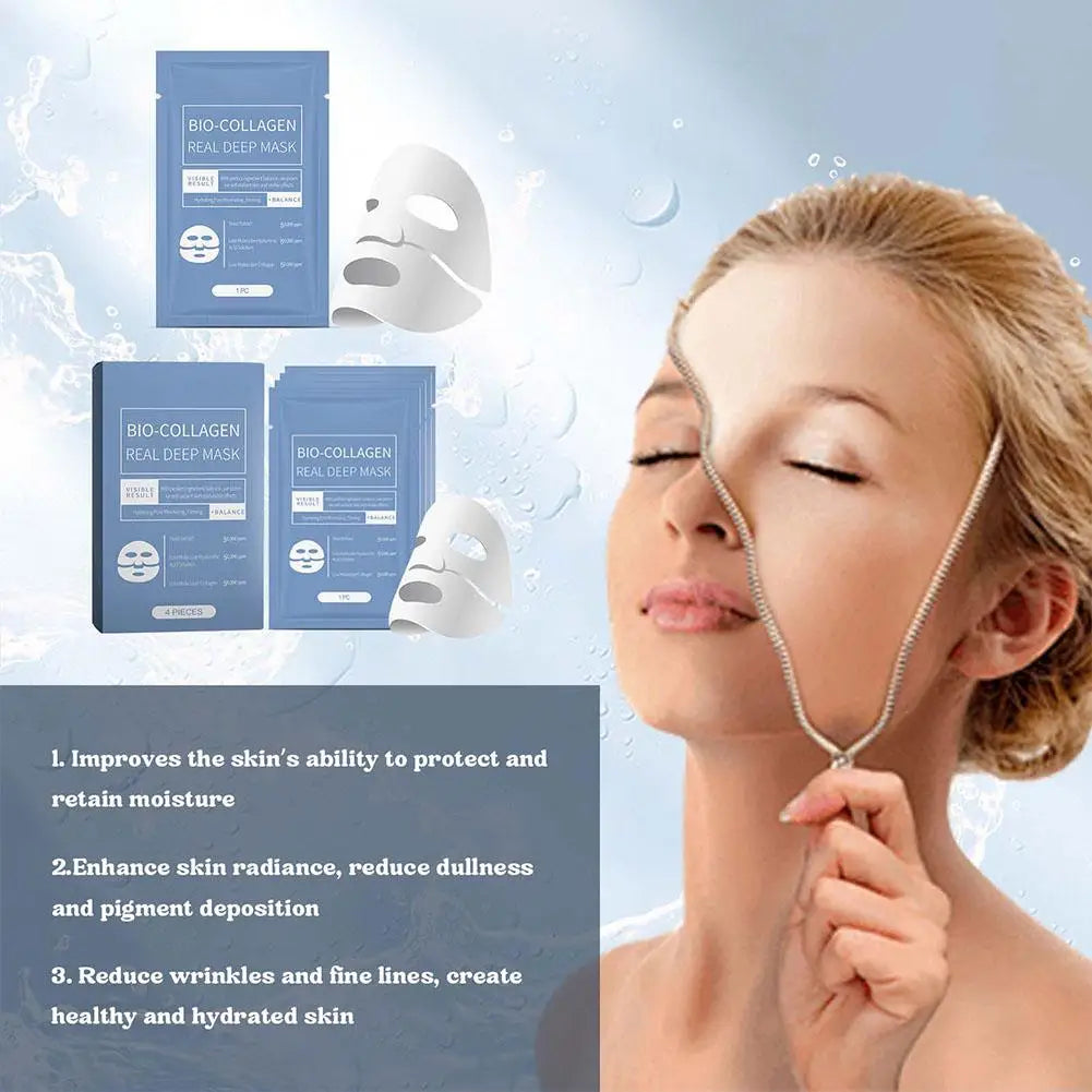 Masque Bio Collagen Real Deep - Réduit les pores - Hydratation intense - Soin visage de nuit - Hydratation, fraîcheur et éclat