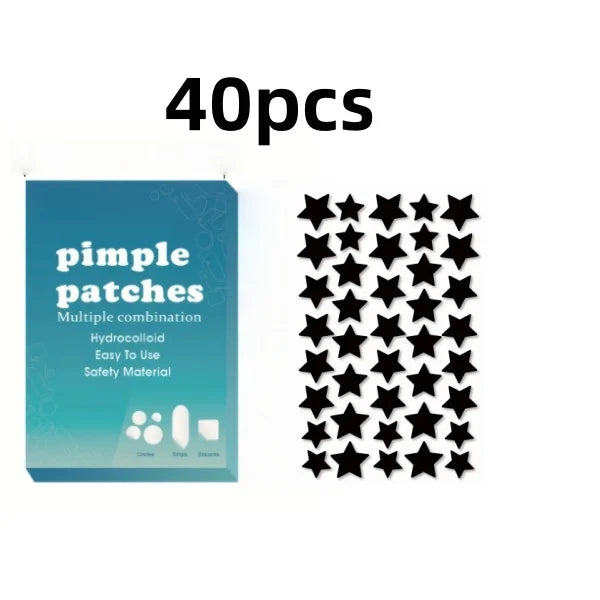 40 pieces of multi-color star acne patches, facial acne patches, concealer acne patches, and pimples patches, ultra-thin.