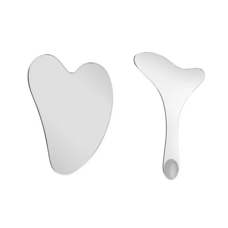 2pcs Facial Massager Stainless Steel Gua Sha Facial Tool Y Shape Blackhead Scraper Face Body Massage Accessories for Relaxing