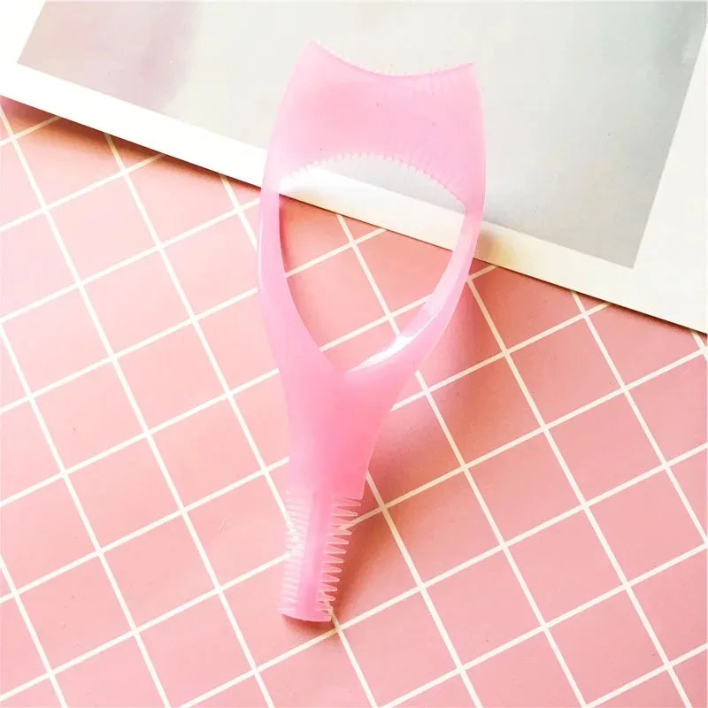 Handy Eyelash Aid Clip Pink Eye Makeup Aid Tool Y Shape Silicone Mascara Applicator Shield Multifunctional Silicone Eyeliner
