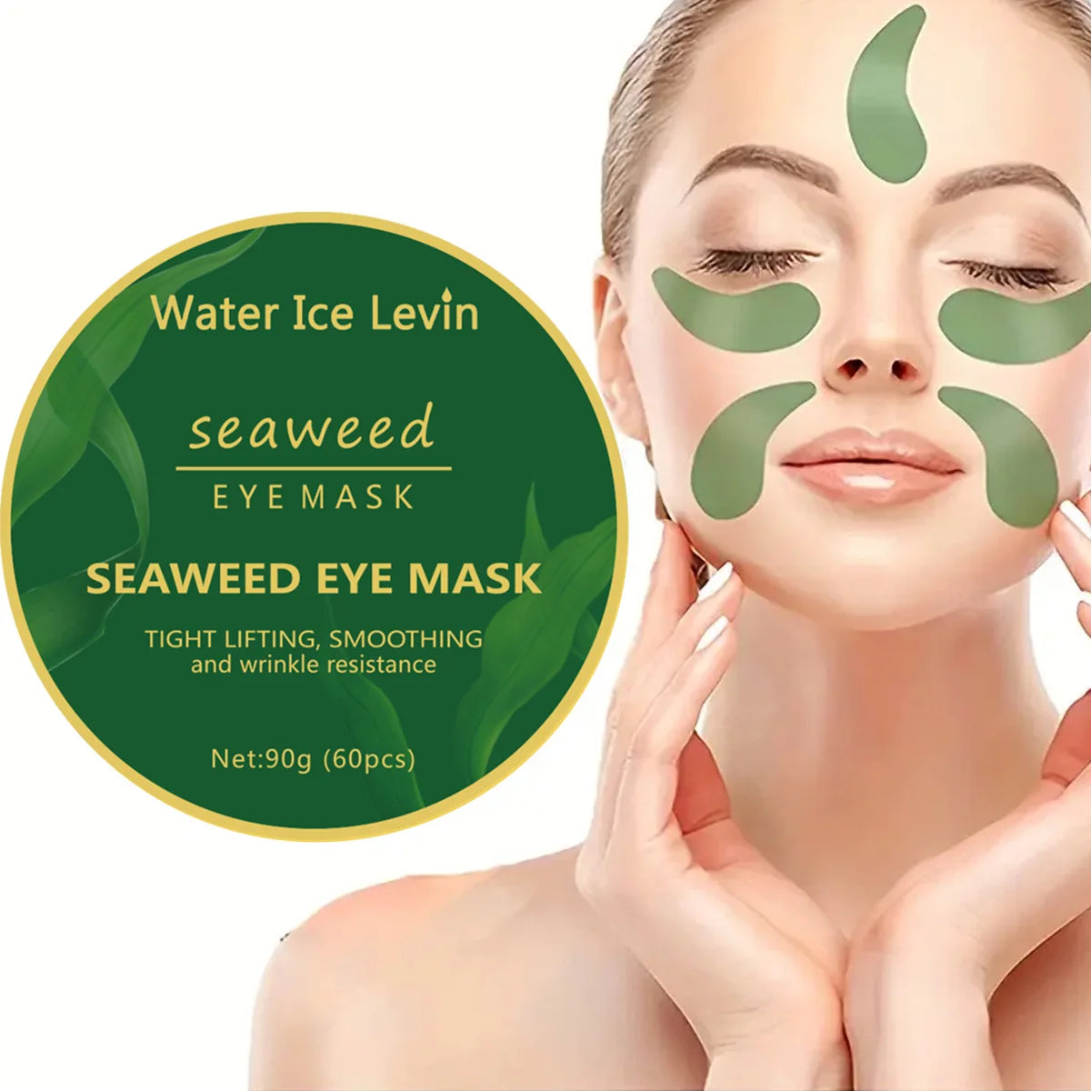 Lot de 60 masques pour les yeux à l'acide hyaluronique et aux algues pour atténuer les cernes. Patchs contour des yeux au collagène. Soins du visage.