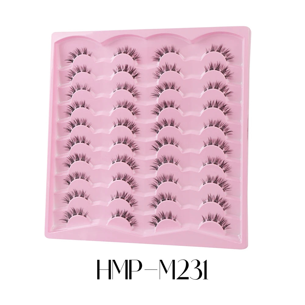Vipuda 20 paires de faux cils naturels effet œil de chat, cils volumineux et fournis, cils fins et vaporeux pour un maquillage spectaculaire