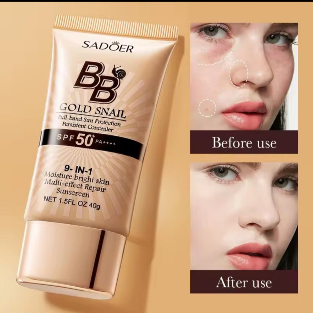 SADOER Gold Snail BB Cream SPF 50 PA++++ Concealer 40g New