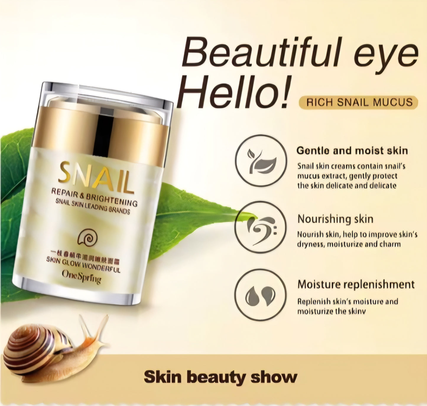 OneSpring Crème Visage Escargot Réparatrice Éclaircissante 60g Neuve