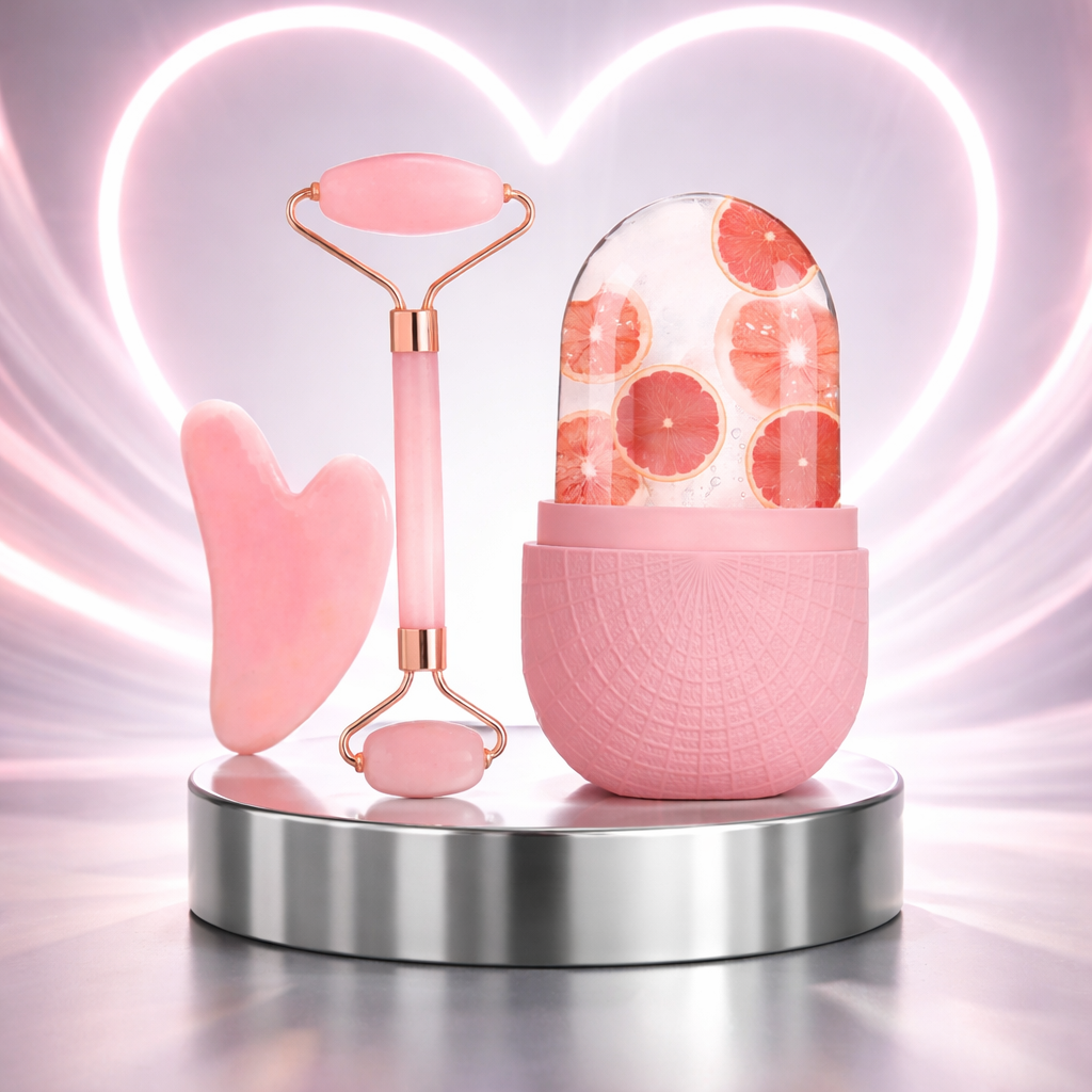 Ice Roller for Face Beauty Ice Roller With Cosmetic Brush Scrubber Mat Pad Cleaning Tool Skin Care Tools Perfect Gift for Women