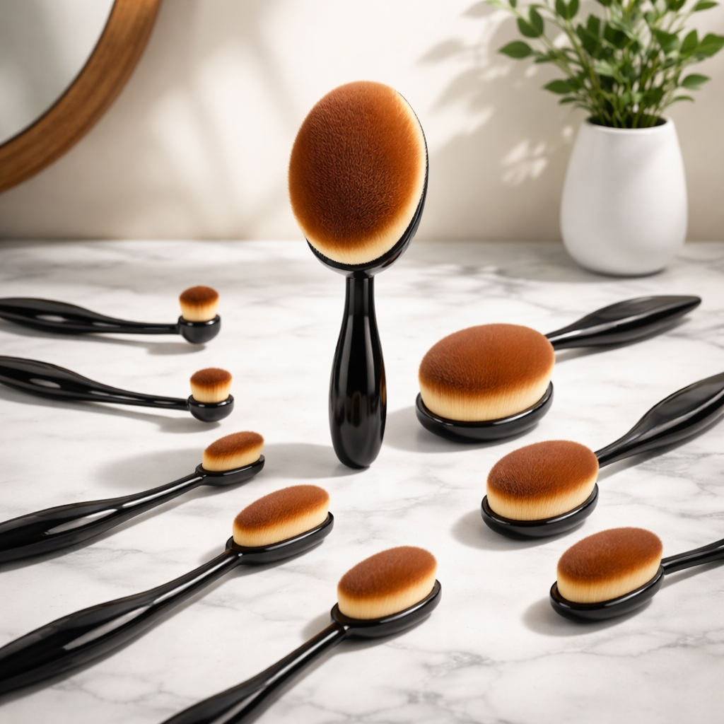 Pinceaux de maquillage ovales, brosse à dents, ensemble de pinceaux de maquillage, fond de teint, contouring, poudre, sourcils, blush, fard à paupières, outil de maquillage