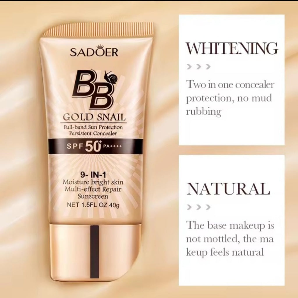 SADOER Gold Snail BB Cream SPF 50 PA++++ Concealer 40g New