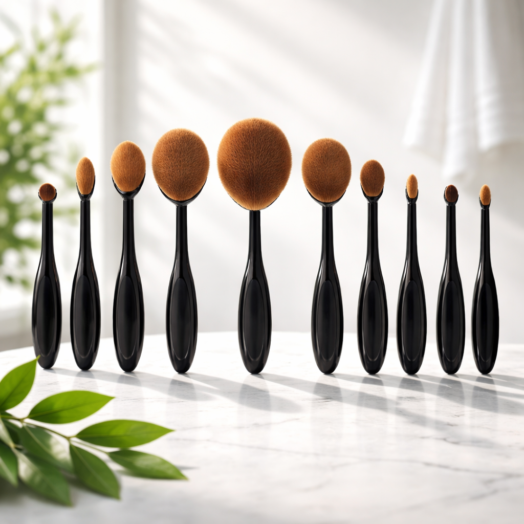 Pinceaux de maquillage ovales, brosse à dents, ensemble de pinceaux de maquillage, fond de teint, contouring, poudre, sourcils, blush, fard à paupières, outil de maquillage
